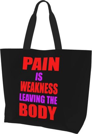 AOOEDM Pain Is Weakness Leaving The Body Ladies Canvas Tote Reusable Shopping Bag