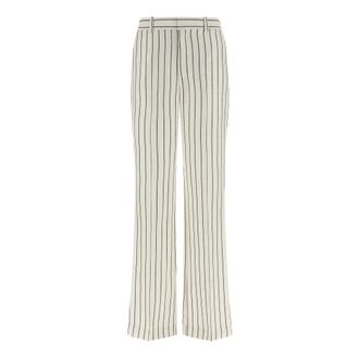 Balmain Wide Trousers, female, White, Size: XS Straight-leg Pinstripe Trousers