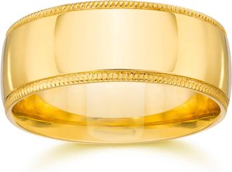 Pompeii3 9mm Wide Milgrain Wedding Band 14K Yellow Gold Size Selectable