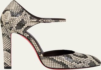 Christian Louboutin 100mm Fanny Demie Snake-Embossed Leather Pumps