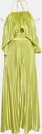 L&rsquo;Id&eacute;e Li Dee Green Satin Pleated Biscous Top & Pants Set