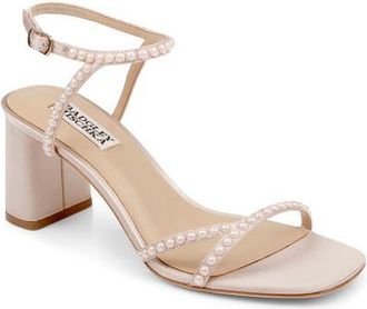Badgley Mischka Giabella Ankle Strap Sandal in Soft Beige at Nordstrom, Size 7.5