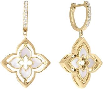 Roberto Coin Roberto Coin 18K Yellow Gold Venetian Princess Pirouette Mother of Pearl & Diamond Earrings - 8883692AYERXP