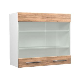 Vicco Armario de cocina con vidrio Fame-Line, Roble dorado, 80 cm