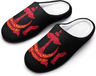 Generic Emblem of Brunei Mens House Slippers Memory Foam Washable Cotton Slip on Home Shoes