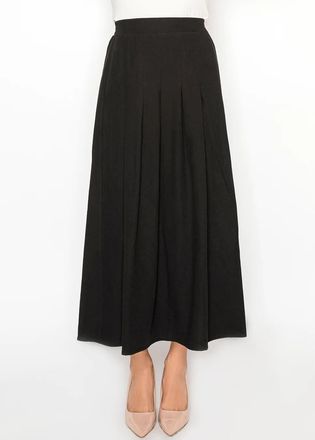 YAL New York Flowing Black Midi Skirt with Box Pleats