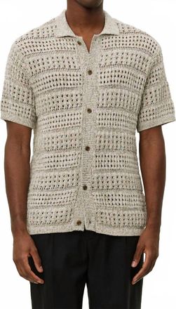 Les Deux Elvin Structured Knitted Short Sleeve Shirt In Sand