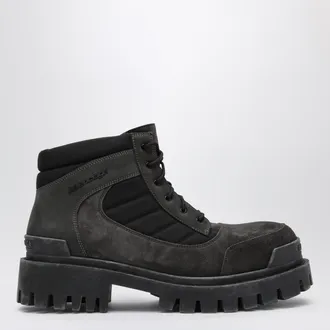 Balenciaga Stivale basso Combat Strike in nabuk marrone e nero