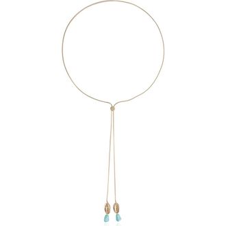 Ettika Beaded Cowrie Charm Bolo Necklace in Turquoise at Nordstrom Rack