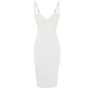 Elisabetta Franchi Midi Dresses, female, Beige, Size: XS Lightweight Crepe Midi Dress