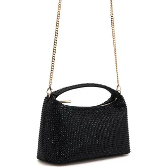 Mango Small Rhinestone Handbag in Black at Nordstrom