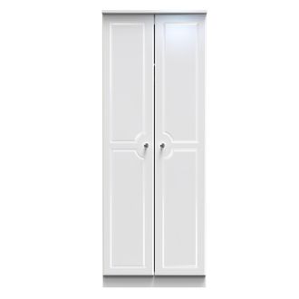 Welcome Furniture Lisbon Ready Assembled Wardrobe With 2 Doors - White Gloss & White - Welcome Furniture | TJ Hughes