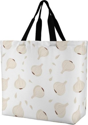 Generic Garlic Pattern Reusable Shopping Bags Large Capacity Grocery Bag Heavy Duty Tote for Women 40x40x16cm