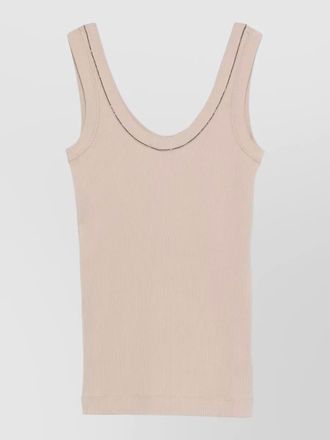 Brunello Cucinelli ribbed tank top scoop neckline trim