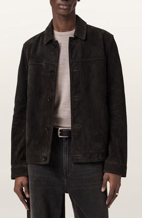 AllSaints Nates Suede Jacket in Tanner Black at Nordstrom, Size Xx-Large