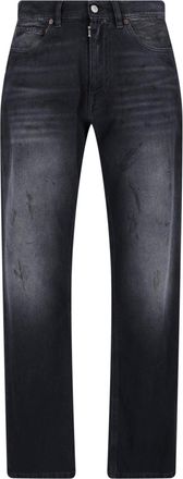 Maison Margiela Black Straight Leg Textured Jeans