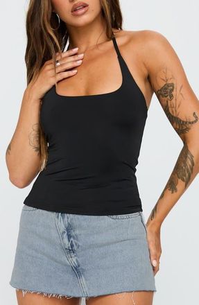 Princess Polly Ezekiel U-Neck Halter Top in Black at Nordstrom, Size 12