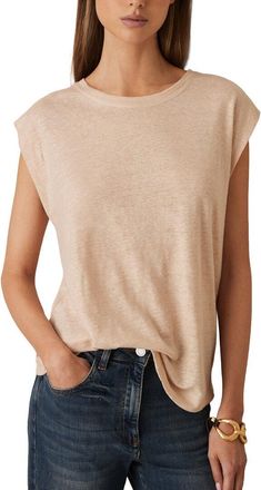 Reiss Mara Sleeveless Linen T-Shirt