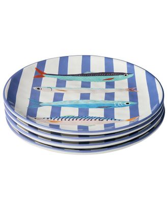 Certified International Something Fishy Set of 4 Dinner Plates