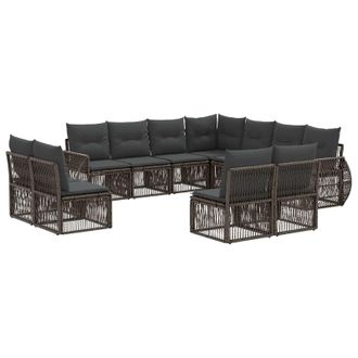 vidaXL Conjunto De Sof&aacute;s De Jard&iacute;n 11 Pcs Gris Y Gris Oscuro Vidaxl