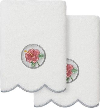 Linum Home Textiles 100% Turkish Cotton Maui Scallop 2Pc Embellished Hand Towel Set