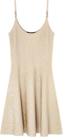Versace Barocco Jacquard Korte Jurk Beige - Dames - Korte kleedjes - Beige - S - Polyester - Kleedjes