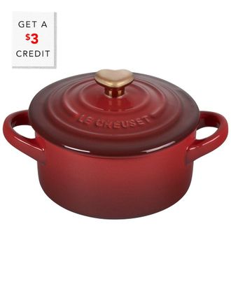 LE CREUSET Mini Round Cocotte With Gold Heart Knob With $3 Credit
