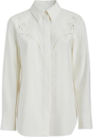 Chlo&eacute; Broderie-Anglaise Zijden Overhemd - Dames - Overhemden - Wit - XS - Rayon - Overhemden