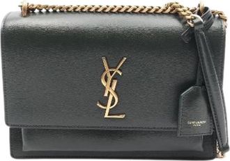 Saint Laurent Pre-owned Sunset Medium Shoulder Bag - Dames - Vintage Schoudertas - Groen - ONE Size - Leer - Vintage