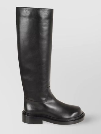 Jil Sander chunky heel leather knee-high round toe boot