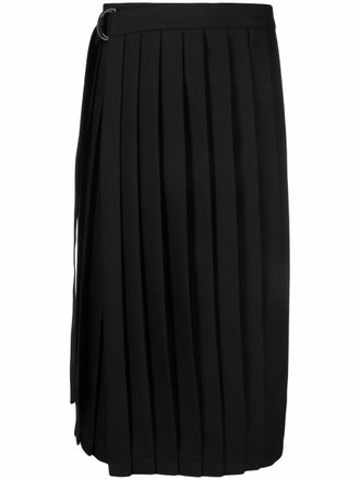Ami mid-length pleated skirt - women - Polyester/Virgin Wool - 36 - Black