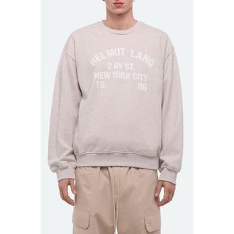 Helmut Lang Varsity Cotton French Terry Crewneck Sweatshirt in Light Grey Melange at Nordstrom, Size X-Large