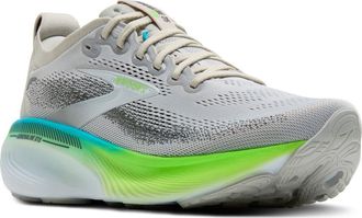 Brooks Adrenaline GTS 25 Running Shoe in Oyster/Green Gecko/Blue at Nordstrom, Size 10.5