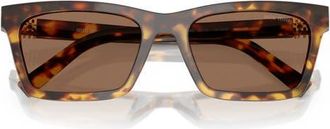 Miu Miu 55mm Rectangular Sunglasses in Honey Havana /Dark Brown at Nordstrom