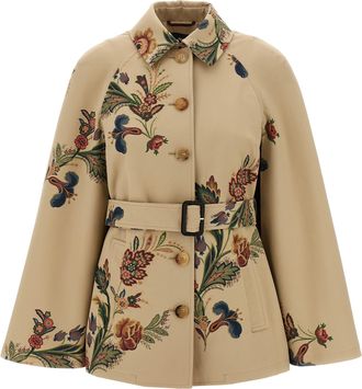 Etro Floral Print Cape Trench Coat