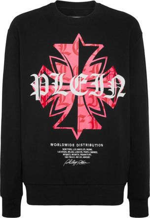 Philipp Plein Rondhals Sweatshirt Worldwide Crest - Heren - Sweatshirts - Zwart - S - Katoen - Hoodies & sweatvesten