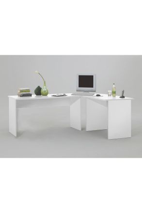 MID.YOU Mid.you Eckschreibtisch, Wei&szlig;, Holzwerkstoff, 65-155x75x205 cm, Made in Germany, B&uuml;rom&ouml;bel, Schreibtische, Eckschreibtische