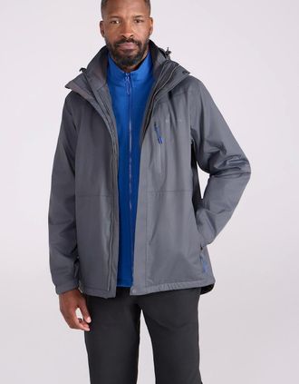 Mountain Warehouse Mens Mountain Warehouse Mens Bracken Extreme 3 in 1 Waterproof Jacket - Grey - Size: Regular/34