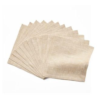 Solino Home Linen Cocktail Napkins Set of 12, 6 x 6 Inch for Dining Table, Holiday and Everyday Table Decor - Athena in Champagne Beige at Nordstrom