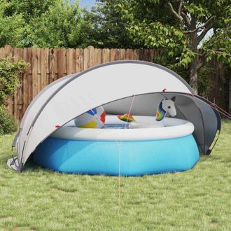 vidaXL vidaXL Dome Piscina Grigio e arancione 336 x 322 x 160 cm