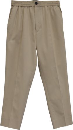 Ami Mid-Rise Tapered Trousers in Beige Cotton