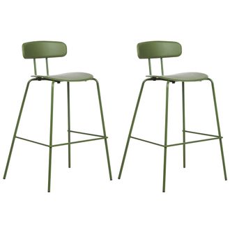 Beliani Beliani - Conjunto De 2 Sillas De Bar Taburetes Altos De Pl&aacute;stico Patas De Metal Verde Sibley