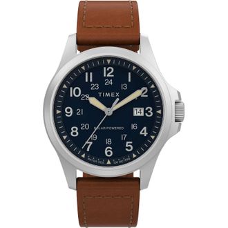 Timex Field Post Solar Mens Brown Watch TW2V03600 Leather - One Size