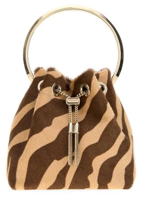 Jimmy Choo London Printed Calf Hair Bon Bon Bucket Bag
