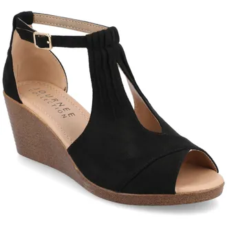 Journee Collection Women & apos;s Narrow Width Kedzie Wedge Sandals