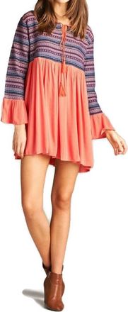 Velzera Tapestry Geometric Mini Dress - Plus In Coral