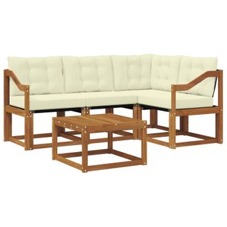 vidaXL Conjunto De Sof&aacute;s De Exterior Con Coj&iacute;n 5 Pcs Natural Y Crema Vidaxl