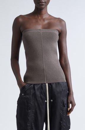Rick Owens Rib Virgin Wool Blend Tube Top in Darkdust at Nordstrom, Size X-Small