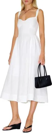 Reformation Birdie Fit & Flare Linen Midi Dress in White at Nordstrom, Size 10