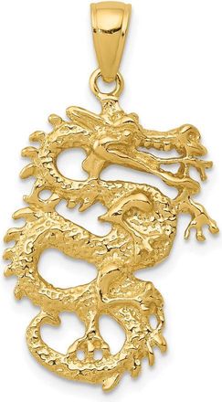 Diamond2Deal 10k Yellow Gold Solid 3-D Dragon Pendant